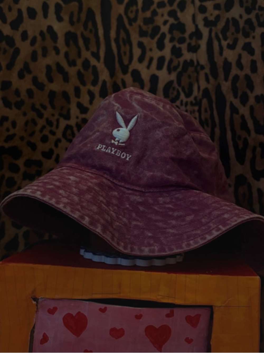 Playboy Bucket Hat Y2K Pink Acid Wash 90s Vintage Grunge